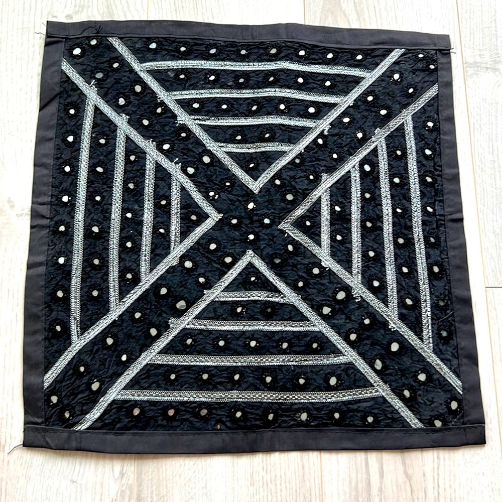 Black cushion cover handmade from NE region of Turkmenistan in Iran/Persia